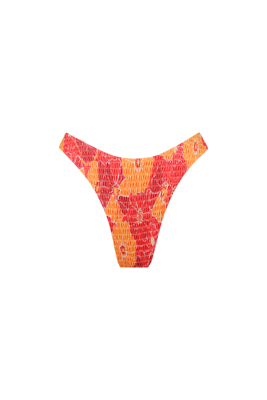 Angie Bikini Bottom | Red Orange Floral Smocked | Kotomi Swim ...